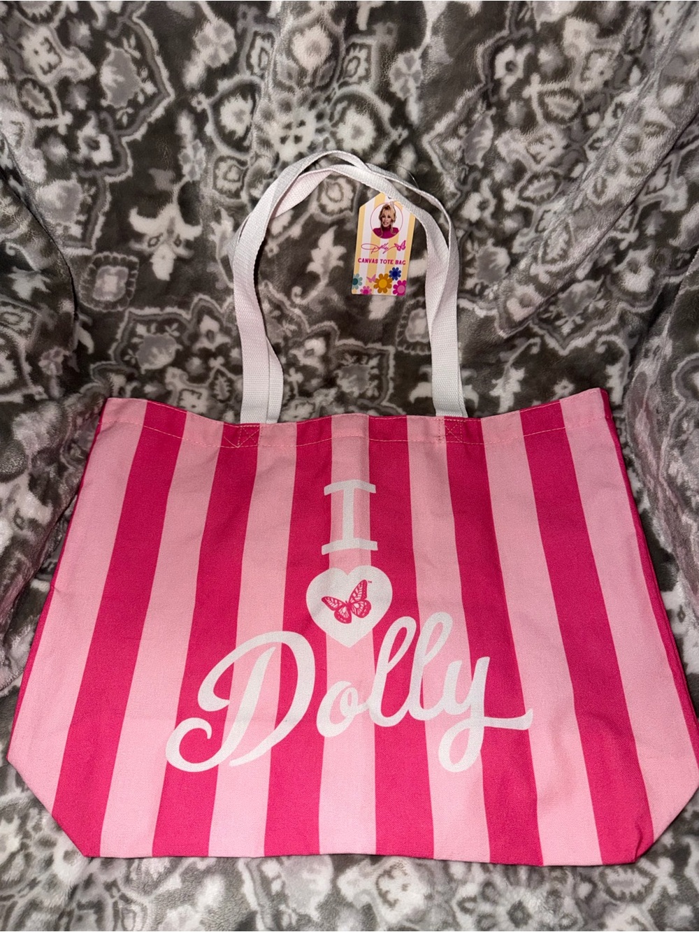 Dolly Pink Striped Tote Bag